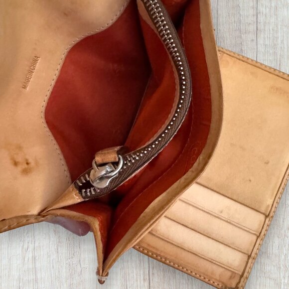 Coach Signature Canvas Leather Trim Bifold Checkbook Wallet Brown Khaki - Picture 6 of 9